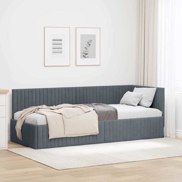 vidaXL Rohový rám postele Tmavo šedá 80 cm x 200 cm Zamat