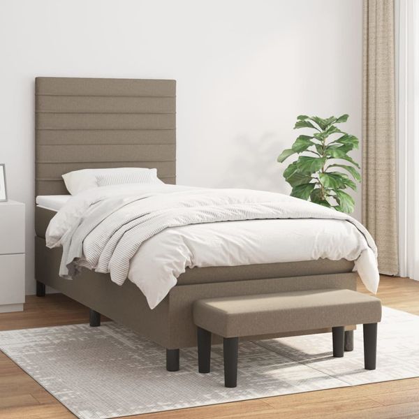 vidaXL Posteľný rám boxsping s matracom sivohnedý 90x200 cm látka