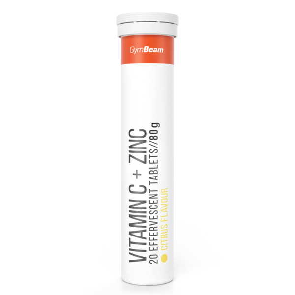 Vitamin C + Zinok šumivý - GymBeam, 20 tab.
