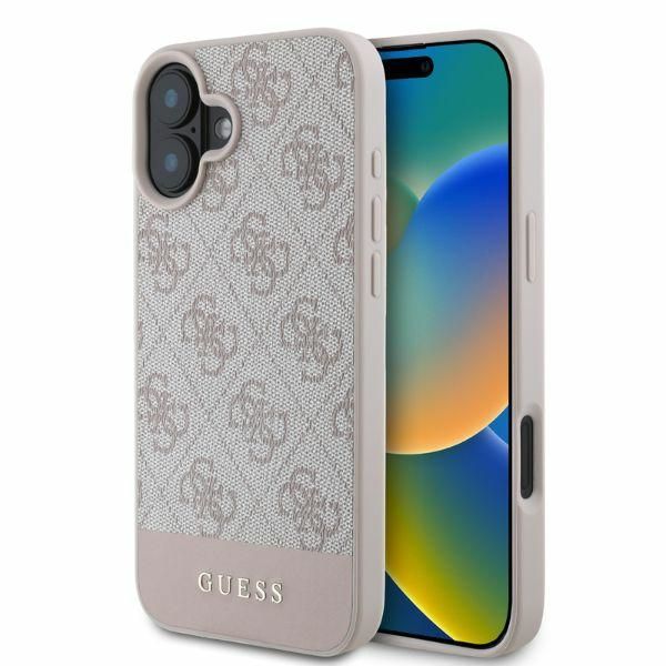 Puzdro Guess pre iPhone 16 6,1" GUHCP16SG4GLPI ružové tvrdé puzdro 4G Bottom Stripe