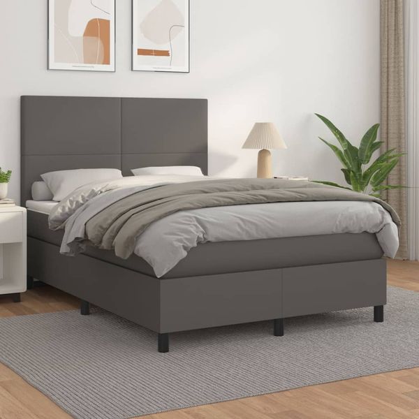 vidaXL Boxspring posteľ s matracom sivá 140x190 cm umelá koža