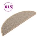 vidaXL Schodové rohože 15 ks 56x17x3 cm hnedé polkruhové