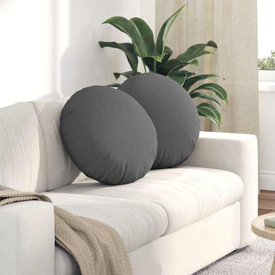 vidaXL Vankúše na sedenie 2 pcs Tmavo šedá Ø50 x 19 cm látka