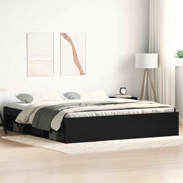 VidaXL Rám postele bez matraca čierny dub 200x200 cm kompozitné drevo