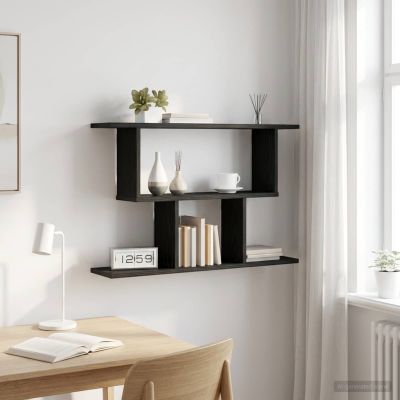 vidaXL Stenná polica Čierny dub 80 x 15 x 50,5 cm Kompozitné drevo