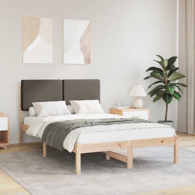 vidaXL Rám postele s čalúneným čelom Sivohnedá 135 x 190 cm