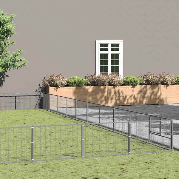 vidaXL Koterec pre psov strieborný 100 m² oceľ