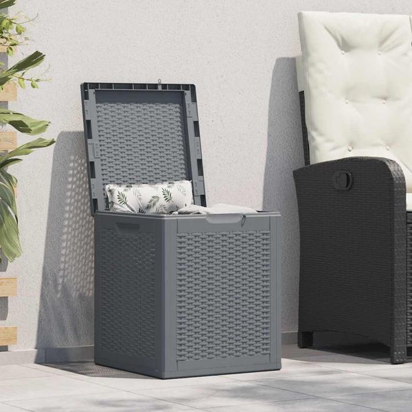 vidaXL Záhradný úložný box sivý PP ratan 90 l