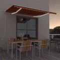 vidaXL Automatická markíza,LED a senzor vetra 400x300cm,oranžová/hnedá
