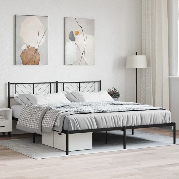 vidaXL Kovový rám postele s čelom čierny 180x200 cm