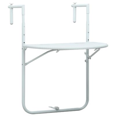 vidaXL Visiaci balkónový stolík biely 60x64x83,5 cm plastový s ratanovým vzhľadom