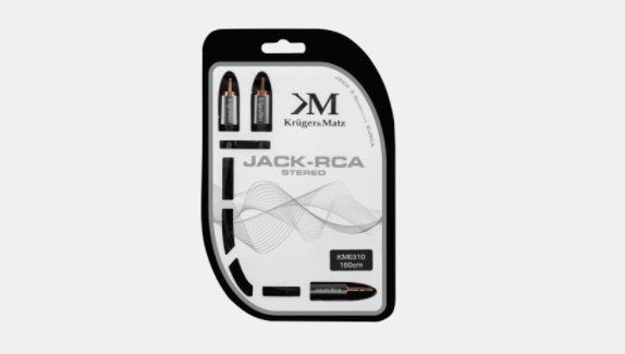 Kábel Audio Kruger&Matz KM0310 Jack 3.5-Cinch 2RCA 1,8 m