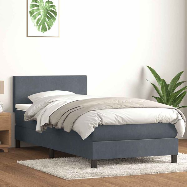 vidaXL Posteľný rám boxspring s matracom tmavosivý 80x210 cm zamat