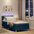 vidaXL LED box s pružinami s vankúšom Modrá 90 x 190 cm látka