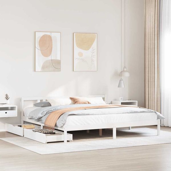 vidaXL Posteľ bez matraca biela 200x200 cm masívna borovica
