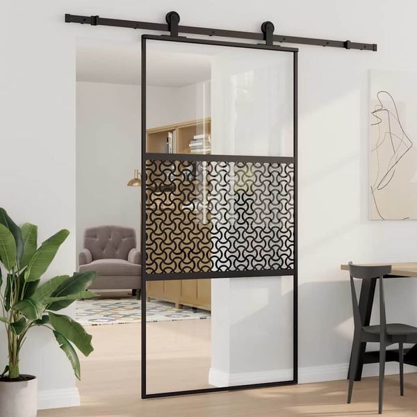 vidaXL Sklenené dvere Rezací Čierna 102,5 x 2 x 205 cm Hliník