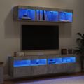vidaXL 5-dielne TV nástenné skrinky s LED betónovo sivé kompozit.drevo