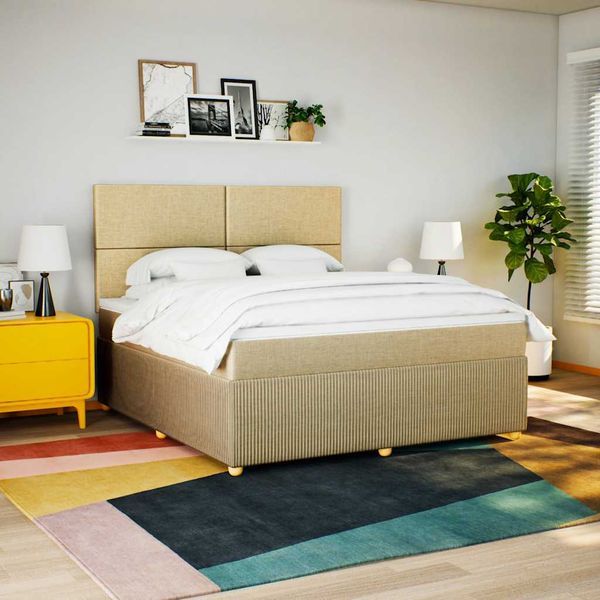 vidaXL Posteľný rám boxspring s matracom krémový 180x200 cm látka