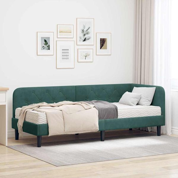 vidaXL Rohový rám postele Tmavozelená 80 x 200 cm Zamat