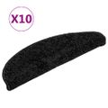 vidaXL Schodové rohože 10 ks 56x17x3 cm čierne polkruhové