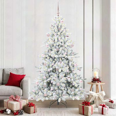 vidaXL Umelý Sklápací Vianočný Stromček Biela 210 cm PVC a oceľ