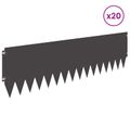vidaXL Obrubník trávnika 20 ks 103 x 30 cm Oceľ Čierna