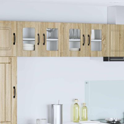 vidaXL Nástenný sklenený kabinet PORTO 2 pcs Sonoma dub
