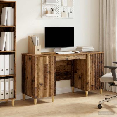 vidaXL Stôl s poličkou Staré drevo 142,5 x 50 x 75 cm Kompozitné drevo