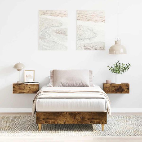 vidaXL Posteľný rám bez matraca dymový dub 90x200 cm kompozitné drevo