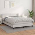 vidaXL Boxspring posteľ s matracom biely 140x190 cm umelá koža
