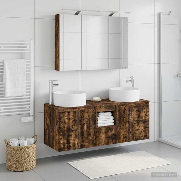 vidaXL Set kabinetov do kúpeľne 4 pcs Dymový dub 100 x 14,5 x 70 cm