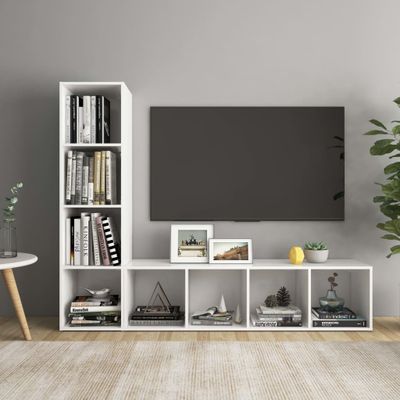 vidaXL TV skrinky 2 ks biele 142,5x35x36,5 cm drevotrieska
