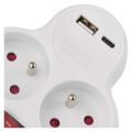 Rozbočovacia zásuvka EMOS P0073 2×, vyp., 1×USB-A + 1×USB-C, biela