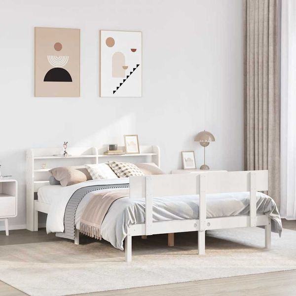 vidaXL Posteľ s matracom biela 120x200 cm borovicový masív