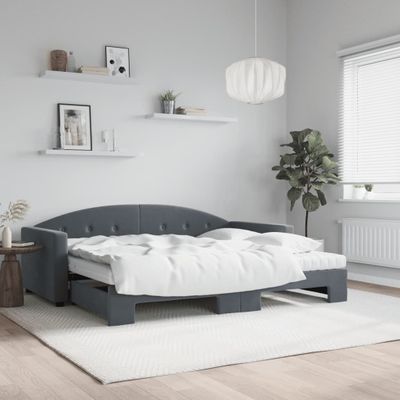vidaXL Rozkladacia denná posteľ s matracmi tmavozelená 90x200 cm zamat