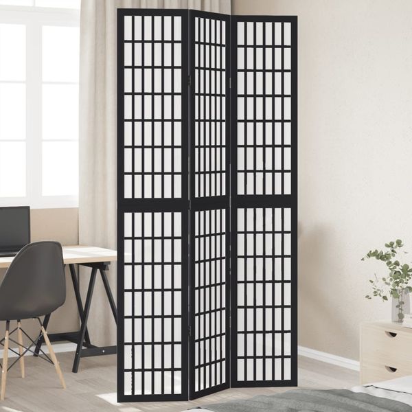 vidaXL Paraván, 3 panely, čierny, masívne drevo paulovnie