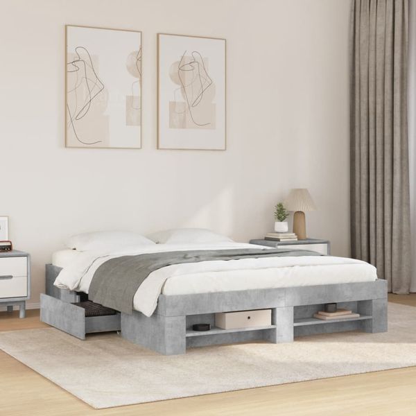 vidaXL Posteľný rám betónový sivý 150x200 cm kompozitné drevo