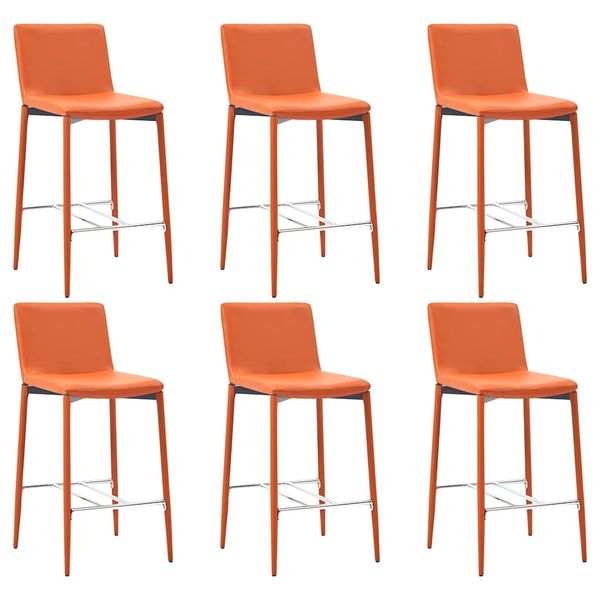 vidaXL Barové stoličky 6 ks, oranžové, umelá koža