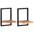 vidaXL Nástenné police 2 ks 25x25x35 cm akáciový masív a oceľ