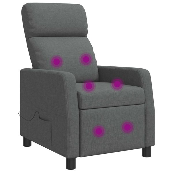 vidaXL Masážne relaxačné kreslo Tmavosivá Látka