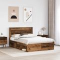 vidaXL Rám postele Staré drevo 150 x 200 cm Masívne borovicové drevo