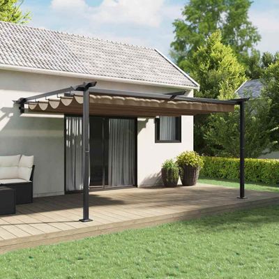 vidaXL Altánok 400 x 300 x 200 cm Sivohnedá Polyester