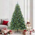 vidaXL Umelý vianočný stromček s 300 LED-i Zelená 210 cm PE a PVC
