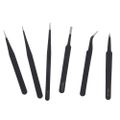Set of 6 precision tweezers