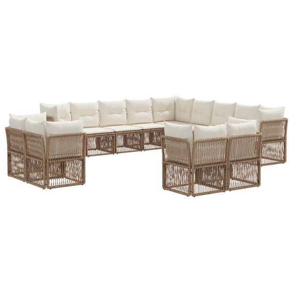 vidaXL Súprava záhradných pohoviek 13 pcs Béžová polyratan