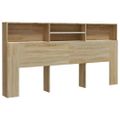 vidaXL Čelo postele so skrinkou biele a dub sonoma 200x19x103,5 cm
