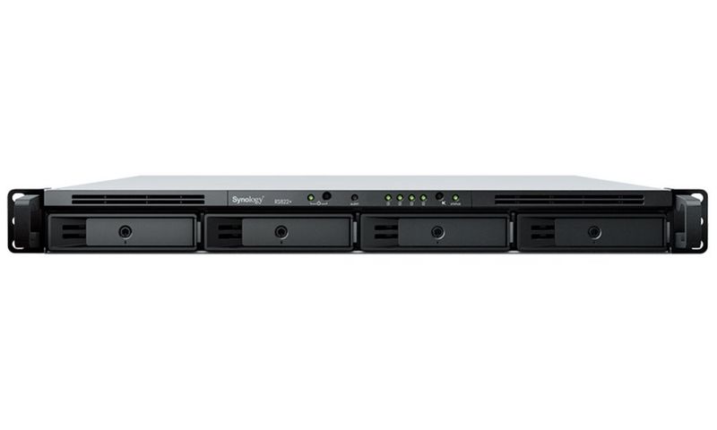 Synology RS822+ Rack StatioRn Sieťové úložisko NAS, 4x 2,5"/3,5" SATA III, quad-core 2,2GHz, 2GB DDR4, 4x GLAN, 2x USB 3.0, 1x eSATA, 1U