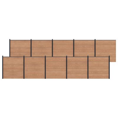 vidaXL Súprava plotov 10 pcs 1737 x 186 cm WPC a hliník Hnedá
