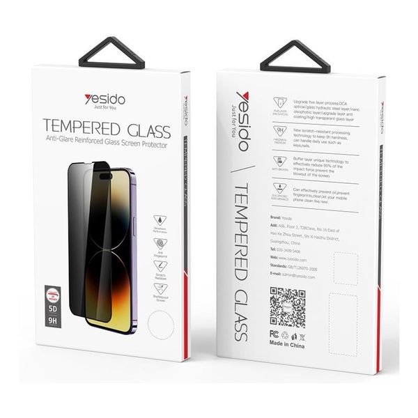 YESIDO PRIVACY GLASS for iPHONE 16 PRO TG02