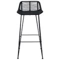 vidaXL Barová stolička 2 pcs Čierny 44 x 46 x 91 cm Ratan a oceľ